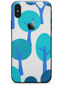 Bright Shades of Blue Cartoon Trees - iPhone X Skin-Kit