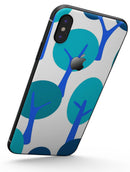Bright Shades of Blue Cartoon Trees - iPhone X Skin-Kit