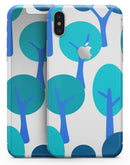 Bright Shades of Blue Cartoon Trees - iPhone X Skin-Kit