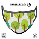 Bright Shades of Green Cartoon Trees - Made in USA Mouth Cover Unisex Anti-Dust Cotton Blend Reusable & Washable Face Mask with Adjustable Sizing for Adult or Child
