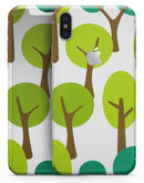 Bright Shades of Green Cartoon Trees - iPhone X Skin-Kit