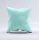 Bright Teal WaterColor Panel ink-Fuzed Decorative Throw Pillow