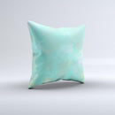 Bright Teal WaterColor Panel ink-Fuzed Decorative Throw Pillow