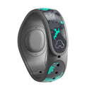 Bright Teal and Gray Digital Camouflage - Decal Skin Wrap Kit for the Disney Magic Band