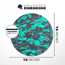 Bright Teal and Gray Digital Camouflage// WaterProof Rubber Foam Backed Anti-Slip Mouse Pad for Home Work Office or Gaming Computer Desk