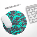 Bright Teal and Gray Digital Camouflage// WaterProof Rubber Foam Backed Anti-Slip Mouse Pad for Home Work Office or Gaming Computer Desk