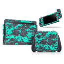 Bright Teal and Gray Digital Camouflage // Skin Decal Wrap Kit for Nintendo Switch Console & Dock, Joy-Cons, Pro Controller, Lite, 3DS XL, 2DS XL, DSi, or Wii - Vinyl Skin Wrap for Nintendo Switch 2, OLED, Lite, Pro Controller, Wii & Classic Handhelds