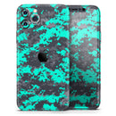 Bright Teal and Gray Digital Camouflage  - Protective Skin Wrap & Decal – Compatible with iPhone SE to iPhone 17 Pro Max (All Models)