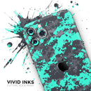 Bright Teal and Gray Digital Camouflage  - Protective Skin Wrap & Decal – Compatible with iPhone SE to iPhone 17 Pro Max (All Models)
