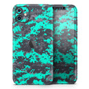 Bright Teal and Gray Digital Camouflage  - Protective Skin Wrap & Decal – Compatible with iPhone SE to iPhone 17 Pro Max (All Models)