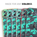 Bright Teal and Gray Digital Camouflage  - Protective Skin Wrap & Decal – Compatible with iPhone SE to iPhone 17 Pro Max (All Models)