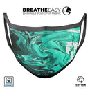 Bright Trendy Green Color Swirled - Made in USA Mouth Cover Unisex Anti-Dust Cotton Blend Reusable & Washable Face Mask with Adjustable Sizing for Adult or Child