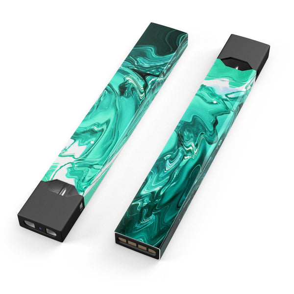 Bright Trendy Green Color Swirled - Premium Decal Protective Skin-Wrap Sticker compatible with the Juul Labs vaping device