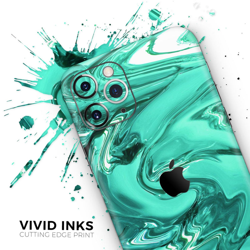 Bright Trendy Green Color Swirled - Skin-Kit compatible with the Apple iPhone 13, 13 Pro Max, 13 Mini, 13 Pro, iPhone 12, iPhone 11 (All iPhones Available)