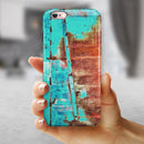 Bright Turquise Rusted Surface iPhone 6/6s or 6/6s Plus 2-Piece Hybrid INK-Fuzed Case