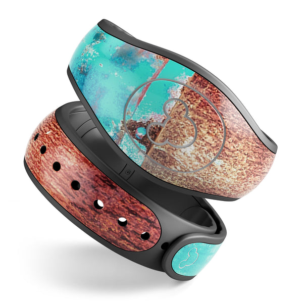Bright Turquise Rusted Surface - Decal Skin Wrap Kit for the Disney Magic Band