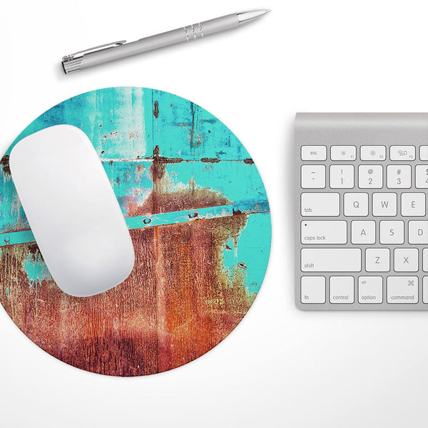 Bright Turquise Rusted Surface// WaterProof Rubber Foam Backed Anti-Slip Mouse Pad for Home Work Office or Gaming Computer Desk