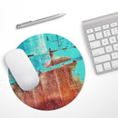 Bright Turquise Rusted Surface// WaterProof Rubber Foam Backed Anti-Slip Mouse Pad for Home Work Office or Gaming Computer Desk