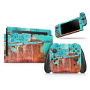 Bright Turquise Rusted Surface // Skin Decal Wrap Kit for Nintendo Switch Console & Dock, Joy-Cons, Pro Controller, Lite, 3DS XL, 2DS XL, DSi, or Wii - Vinyl Skin Wrap for Nintendo Switch 2, OLED, Lite, Pro Controller, Wii & Classic Handhelds