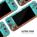Bright Turquise Rusted Surface // Skin Decal Wrap Kit for Nintendo Switch Console & Dock, Joy-Cons, Pro Controller, Lite, 3DS XL, 2DS XL, DSi, or Wii - Vinyl Skin Wrap for Nintendo Switch 2, OLED, Lite, Pro Controller, Wii & Classic Handhelds