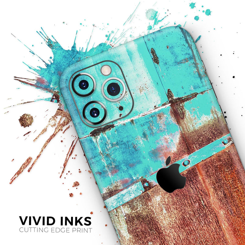 Bright Turquise Rusted Surface  - Protective Skin Wrap & Decal – Compatible with iPhone SE to iPhone 17 Pro Max (All Models)