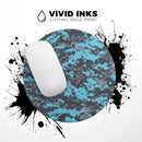 Bright Turquoise and Gray Digital Camouflage// WaterProof Rubber Foam Backed Anti-Slip Mouse Pad for Home Work Office or Gaming Computer Desk