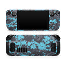 Bright Turquoise and Gray Digital Camouflage // Full Body Skin Decal Wrap Kit for the Steam Deck handheld gaming computer