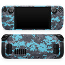 Bright Turquoise and Gray Digital Camouflage // Full Body Skin Decal Wrap Kit for the Steam Deck handheld gaming computer