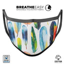 Bright Water Color Painted Feather - Made in USA Mouth Cover Unisex Anti-Dust Cotton Blend Reusable & Washable Face Mask with Adjustable Sizing for Adult or Child