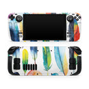 Bright Water Color Painted Feather // Vinyl Skin Wrap for Steam Deck OLED & Steam Deck (LCD) — Soft Matte or Ultra Gloss