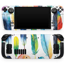 Bright Water Color Painted Feather // Vinyl Skin Wrap for Steam Deck OLED & Steam Deck (LCD) — Soft Matte or Ultra Gloss