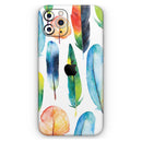 Bright Water Color Painted Feather - Vinyl Skin Wrap for iPhone 17 Pro Max, 17 Pro, 17 Air, 17, 16 & All Models — Soft Matte or Ultra Gloss
