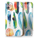 Bright Water Color Painted Feather - Vinyl Skin Wrap for iPhone 17 Pro Max, 17 Pro, 17 Air, 17, 16 & All Models — Soft Matte or Ultra Gloss
