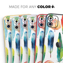 Bright Water Color Painted Feather - Vinyl Skin Wrap for iPhone 17 Pro Max, 17 Pro, 17 Air, 17, 16 & All Models — Soft Matte or Ultra Gloss