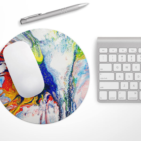 Bright White and Primary Color Paint Explosion// WaterProof Rubber Foam Backed Anti-Slip Mouse Pad for Home Work Office or Gaming Computer Desk