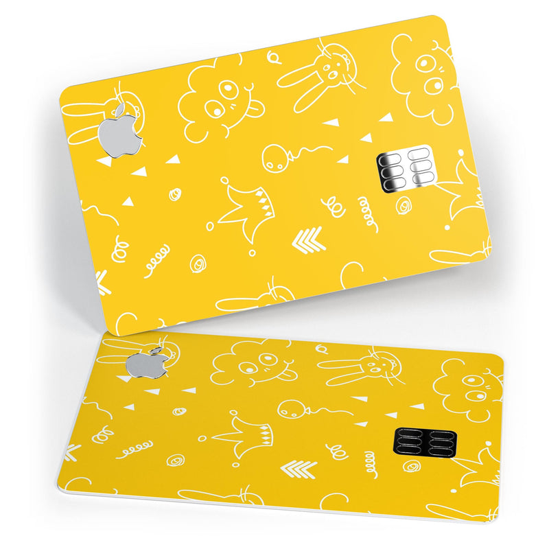 Bright Yellow Jester hat with Balloons - Premium Protective Decal Skin-Kit for the Apple Credit Card