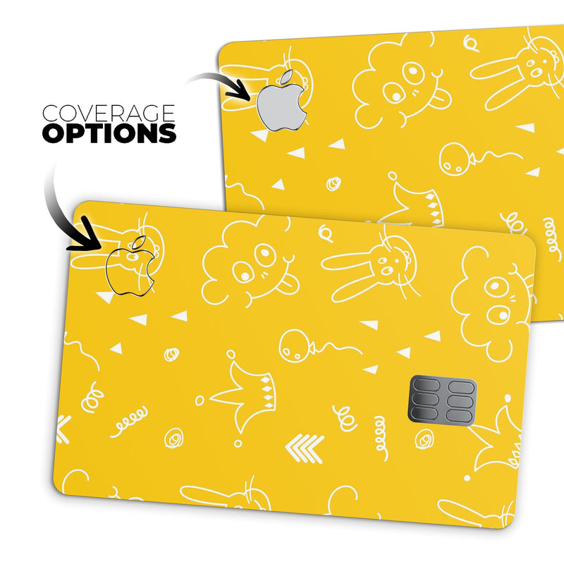 Bright Yellow Jester hat with Balloons - Premium Protective Decal Skin-Kit for the Apple Credit Card