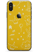 Bright Yellow Jester hat with Balloons - iPhone X Skin-Kit