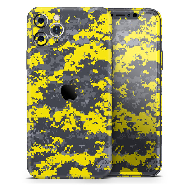Bright Yellow and Gray Digital Camouflage - Skin-Kit compatible with the Apple iPhone 13, 13 Pro Max, 13 Mini, 13 Pro, iPhone 12, iPhone 11 (All iPhones Available)