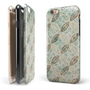 Brown Blue and Tan Circle Leaf Pattern iPhone 6/6s or 6/6s Plus 2-Piece Hybrid INK-Fuzed Case