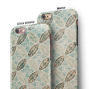 Brown Blue and Tan Circle Leaf Pattern iPhone 6/6s or 6/6s Plus 2-Piece Hybrid INK-Fuzed Case