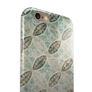 Brown Blue and Tan Circle Leaf Pattern iPhone 6/6s or 6/6s Plus 2-Piece Hybrid INK-Fuzed Case