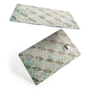 Brown Blue and Tan Circle Leaf Pattern - Premium Protective Decal Skin-Kit for the Apple Credit Card