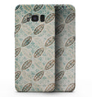 Brown Blue and Tan Circle Leaf Pattern - Samsung Galaxy S8 Full-Body Skin Kit