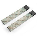 Brown Blue and Tan Circle Leaf Pattern - Premium Decal Protective Skin-Wrap Sticker compatible with the Juul Labs vaping device