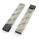 Brown Blue and Tan Circle Leaf Pattern - Premium Decal Protective Skin-Wrap Sticker compatible with the Juul Labs vaping device