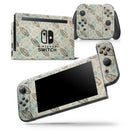 Brown Blue and Tan Circle Leaf Pattern - Skin Wrap Decal for Nintendo Switch Lite Console & Dock - 3DS XL - 2DS - Pro - DSi - Wii - Joy-Con Gaming Controller