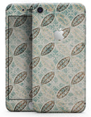 Brown Blue and Tan Circle Leaf Pattern - Skin-kit for the iPhone 8 or 8 Plus
