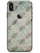 Brown Blue and Tan Circle Leaf Pattern - iPhone X Skin-Kit