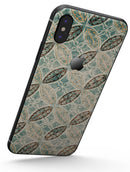 Brown Blue and Tan Circle Leaf Pattern - iPhone X Skin-Kit